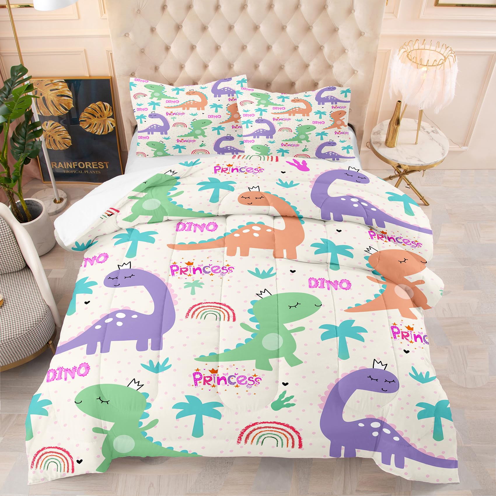 NINENINE Dinosaur Bedding Sets for Girls,Full Size