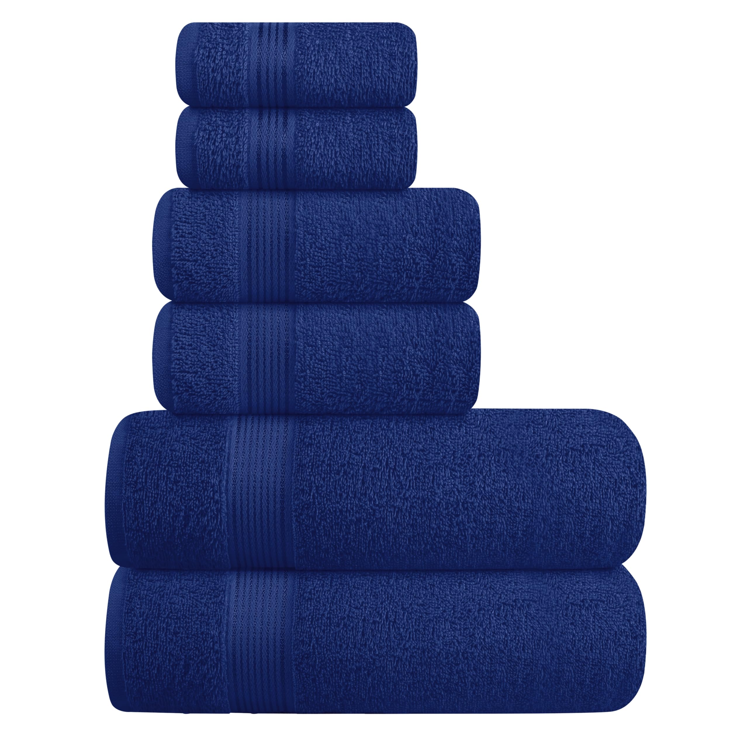 Photo 1 of Belizzi Home Ultra Soft 6 Pack Cotton Towel Set, Contains 2 Bath Towels 28x55 inch, 2 Hand Towels 16x24 inch & 2 Wash Coths 12x12 inch, Ideal Everyday use, Compact & Lightweight - Navy Blue