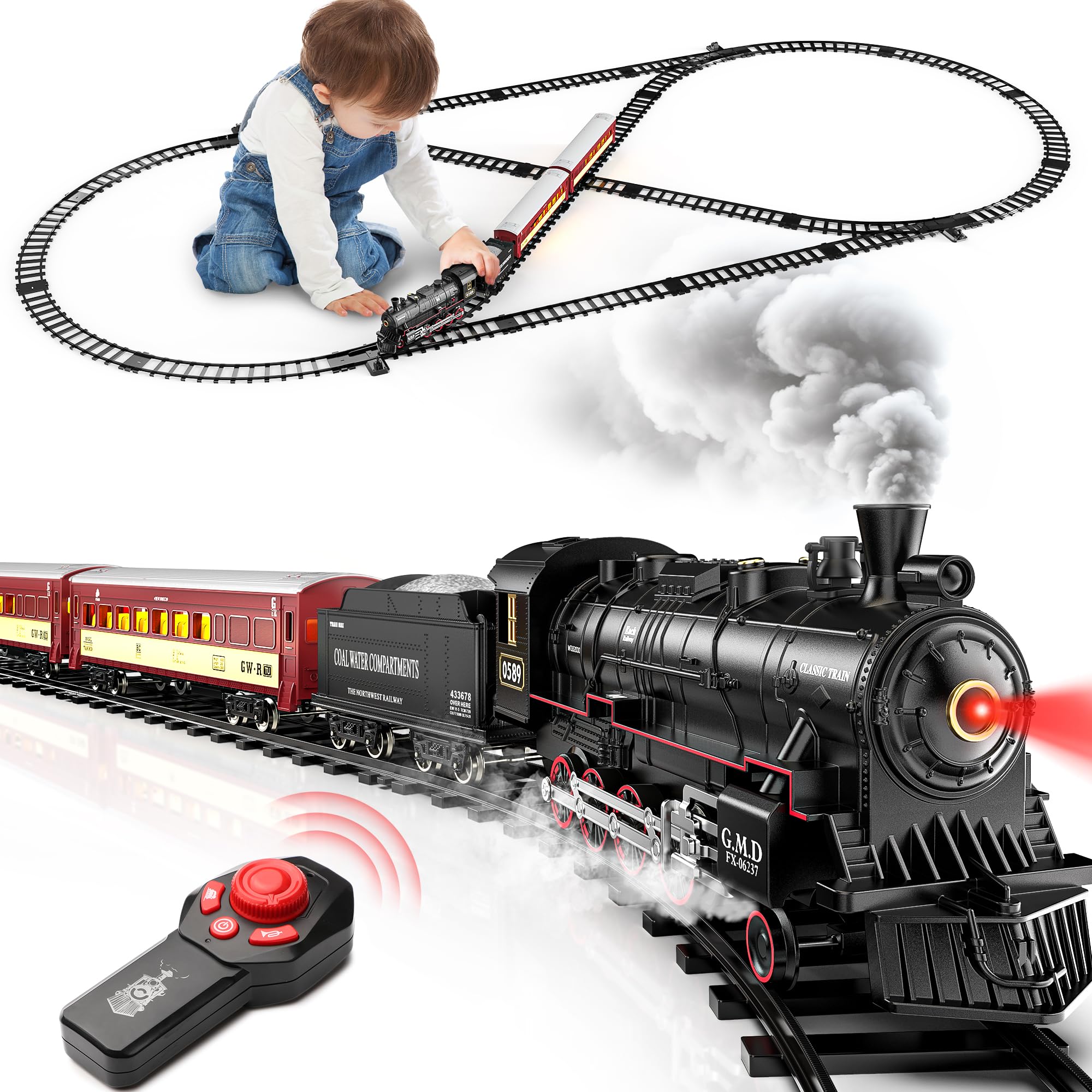 Photo 1 of *****************missing battery and the charger***************
Hot Bee Train Set for Boys, Alloy Remote Control Train Sets with Steam Locomotive, Light Up Cars and Tracks, Electric Trains Set Toys for Toddler Kids, Christmas Toys Gifts for 3 4 5 6 7 8+ Y
