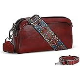 Iswee Leather Purses for Women Small Cossbody Bags Multi Pockets Shoulder Purse Vintage Satchel Bag Daily Travel Purses