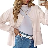 HOTIAN Womens Cardigan Sweater Knit Button Down Crew Neck Long Sleeve Tops Fall Winter
