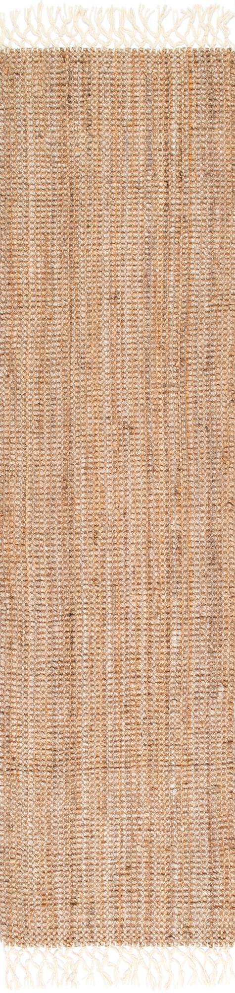 nuLOOM Hand Woven Jute with Wool Fringe Runner Area Rugs, 2' 6" x 10', Natural