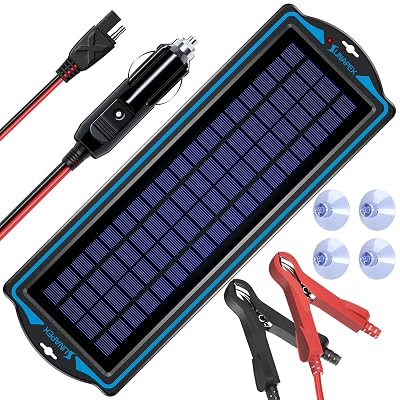 SUNAPEX 12V Solar Battery Charge: 5W Waterproof Portable Solar Panel Kit - Battery Maintainer Trickle Charger - with Upgrade Built in Charge Controller for Car Boat RV Trailer Automotive Motorcycle