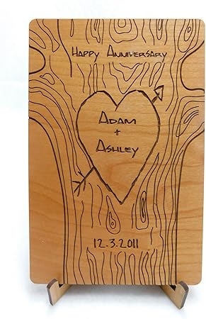 Amazon Com Free Engraving Custom Laser Cut Wood Anniversary Card