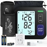 Upper Arm Blood Pressure Machine - 2 Size Cuffs, Medium/Large 9"-17" and Extra Large XL 13"-21" for Big Arms, Accurate Automatic Digital BP Machine for Home Use, Large Backlit Display, 2 Users