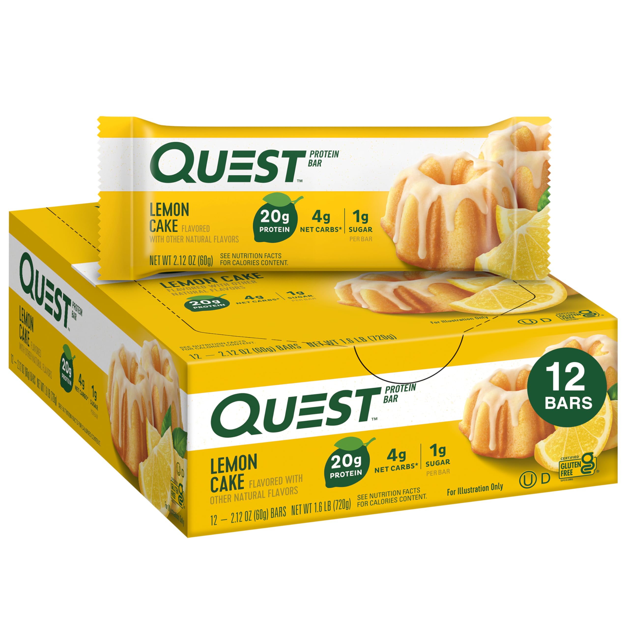 Quest Nutrition Lemon Cake Protein Bars, High