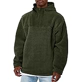 Runcati Mens Fuzzy Sherpa Hoodies Pullover Quarter Zip Long Sleeve Sweatshirts Fall Winter Outwear Casual Fleece Hooded