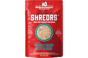 Stella & Chewy's Cage Free Chicken & Salmon Shredrs - Premium Dog Food Pouches - Perfect For Picky Eaters- 24 Pack, 2.8oz Each