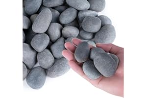 Pulovin 20 lbs River Rocks for Landscaping, 1-2 inch Natural Rocks for Aquarium, Fish Tank, Decorative Garden Stones for Plants, Flower Pots, Vase, Walkways
