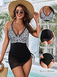 Blooming Jelly Women One Piece Swim Dress Tummy