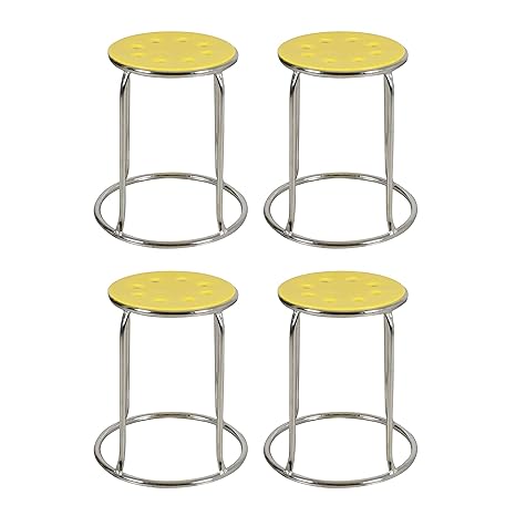 Fabsy Interiors Steel Stool (Yellow) - Set of 4 pcs