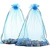 Anleolife 60PCS Sheer Large Organza Bags 6x9 Wedding Favors Baby Shower Prizes Gift Giving Bags Candle Packages Party Favors(blue 6x9'' )