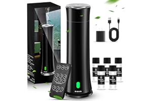 FLLUK Hotel Scent Diffuser Starter Kit - 1500 Sq Ft Coverage, Home Diffuser Hotel Collection, Suitable for Waterless Large Room, Contains Five Aromatherapy Essential Oils, Remote Control, Black