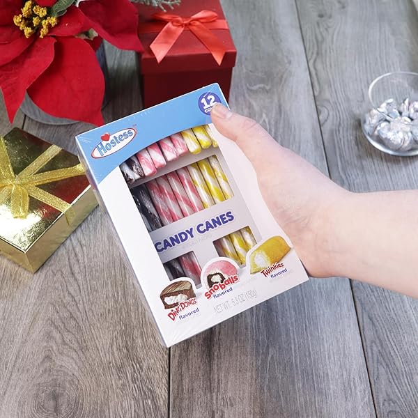 HOSTESS ASSORTED CANDY CANES – DING DONGS, SNOBALLS, AND TWINKIES FLAVORED CANDY CANES, 12 CT BOX, 5.3 OZ