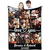 Gemuniya Personalized Valentine's Day Gifts for Boyfriend Girlfriend, Custom Photo Blankets with Names, I Love You Birthday Gifts for Wife Husband Her Him Anniversary Wedding Couple Gifts