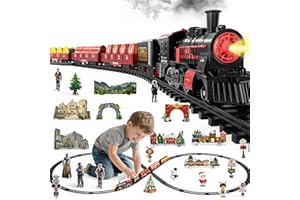 NIPLOOOW Train Set for Kids 3-5, Electric Train Toy with Realistic Sound, Lights and Smoke for Under Christmas Tree,Toddler Model Trains for 3 4 5 6 7 8 Years Old Kids Toys Gifts