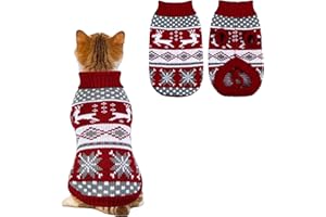 GOYOSWA Cat Dog Christmas Sweater Pet Winter Warm Coat Pajamas Small Dog Sweaters Reindeer Snowflake Christmas Sweater for Cats Kitty Puppy Small Dogs (Reindeer, M)