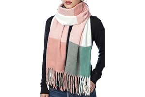 FAUSON Winter Scarf for Women, Winter Warm Women's Scarves, Soft Blanket Scarf Classic Tassel Plaid