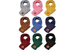 SATINIOR 9 Pieces Kids Knitted Scarf Winter Solid Color Toddler Warmer Scarf for Boy Girl
