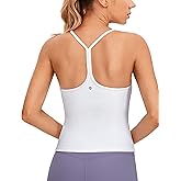 CRZ YOGA Butterluxe Racerback Tank Tops for Women - Scoop Neck Spaghetti Strap Padded Workout Camisole with Built in Bra