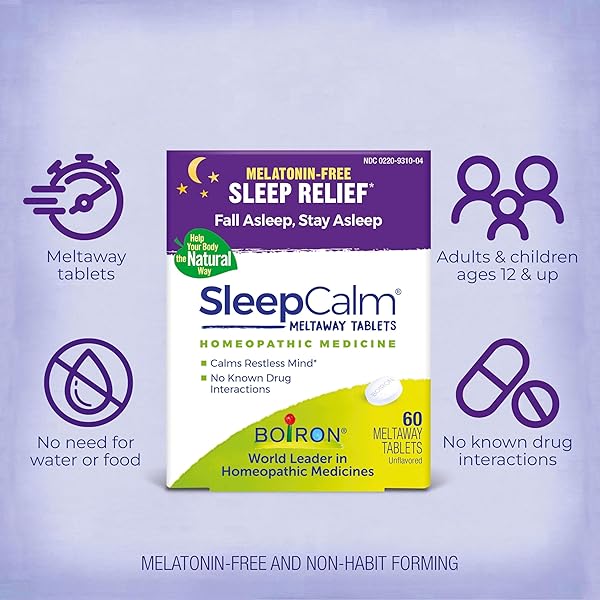 BOIRON SLEEPCALM SLEEP AID FOR DEEP, RELAXING, RESTFUL NIGHTTIME SLEEP – MELATONIN-FREE AND NON HABIT-FORMING – 60 COUNT
