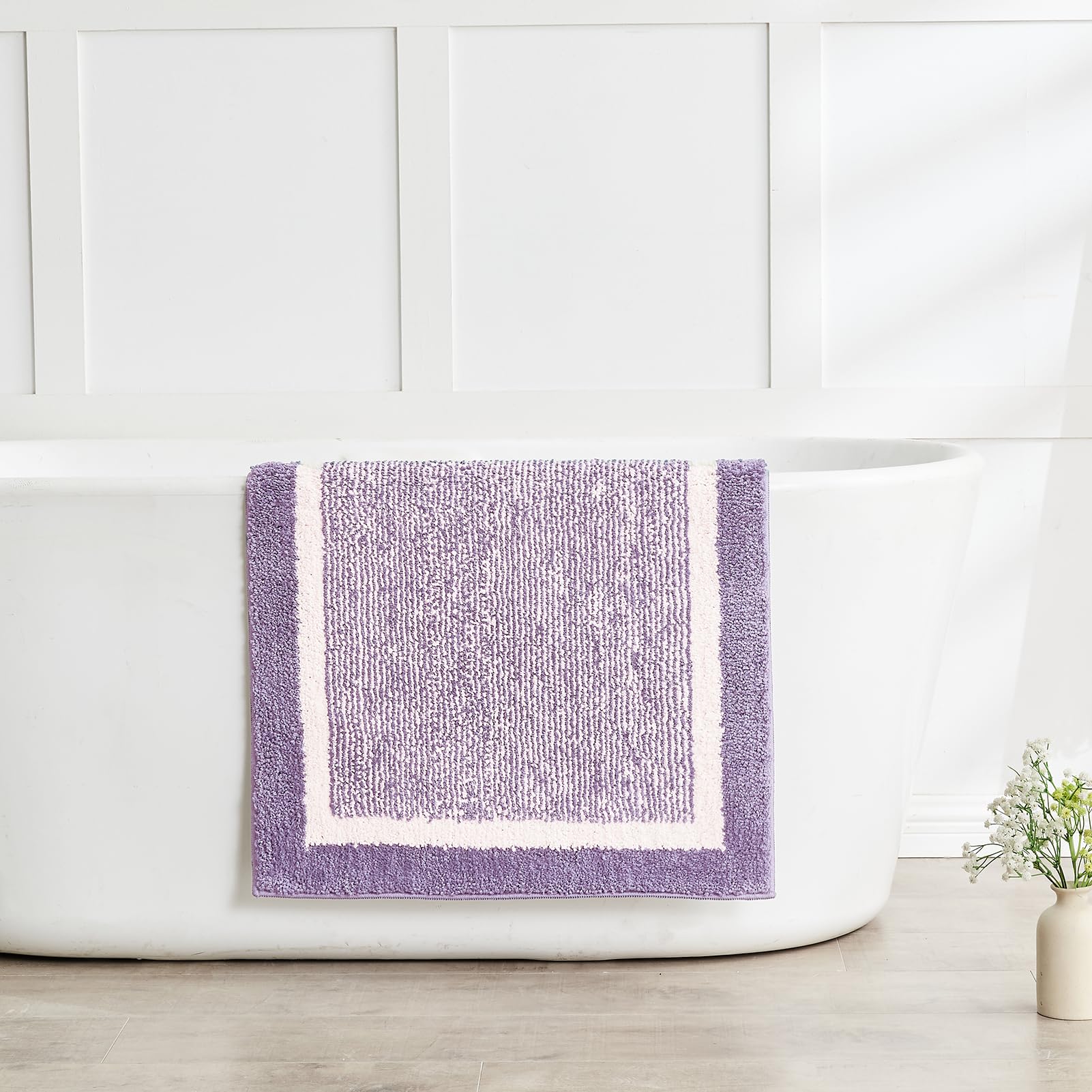 Photo 1 of CozeCube Bath mats for Bathroom Non Slip, Fluffy Absorbent Microfiber Bath mat Washable, Aesthetic Bathroom Rugs, Long Purple Bath mat, Lavender, 47" x 24"
