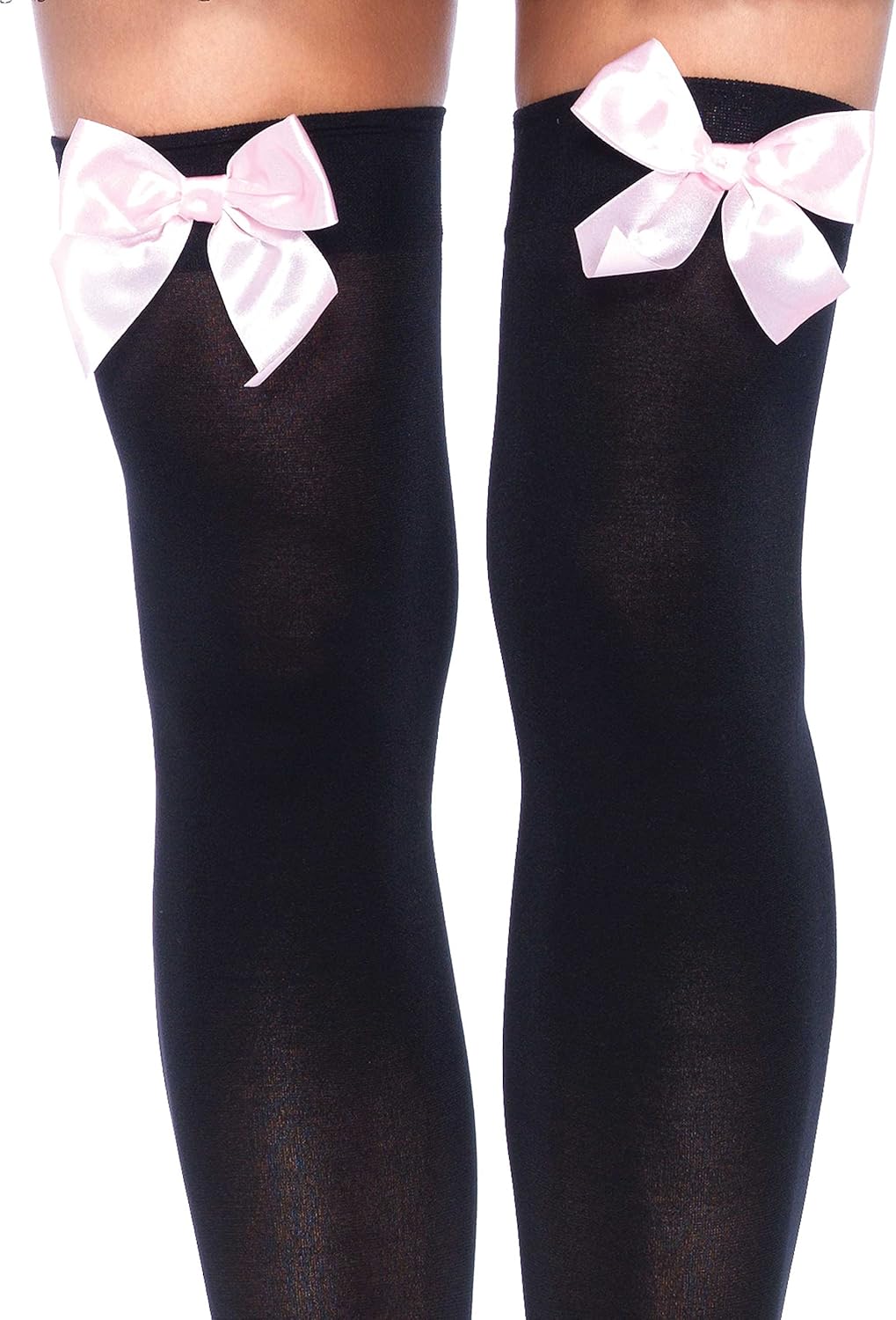 Leg Avenue Women's Satin Bow Accent Thigh Highs: Clothing