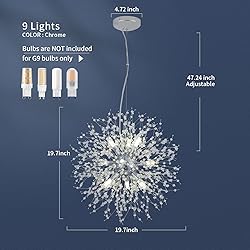 Modern Crystal Chandeliers Firework, 9-Light Chrome