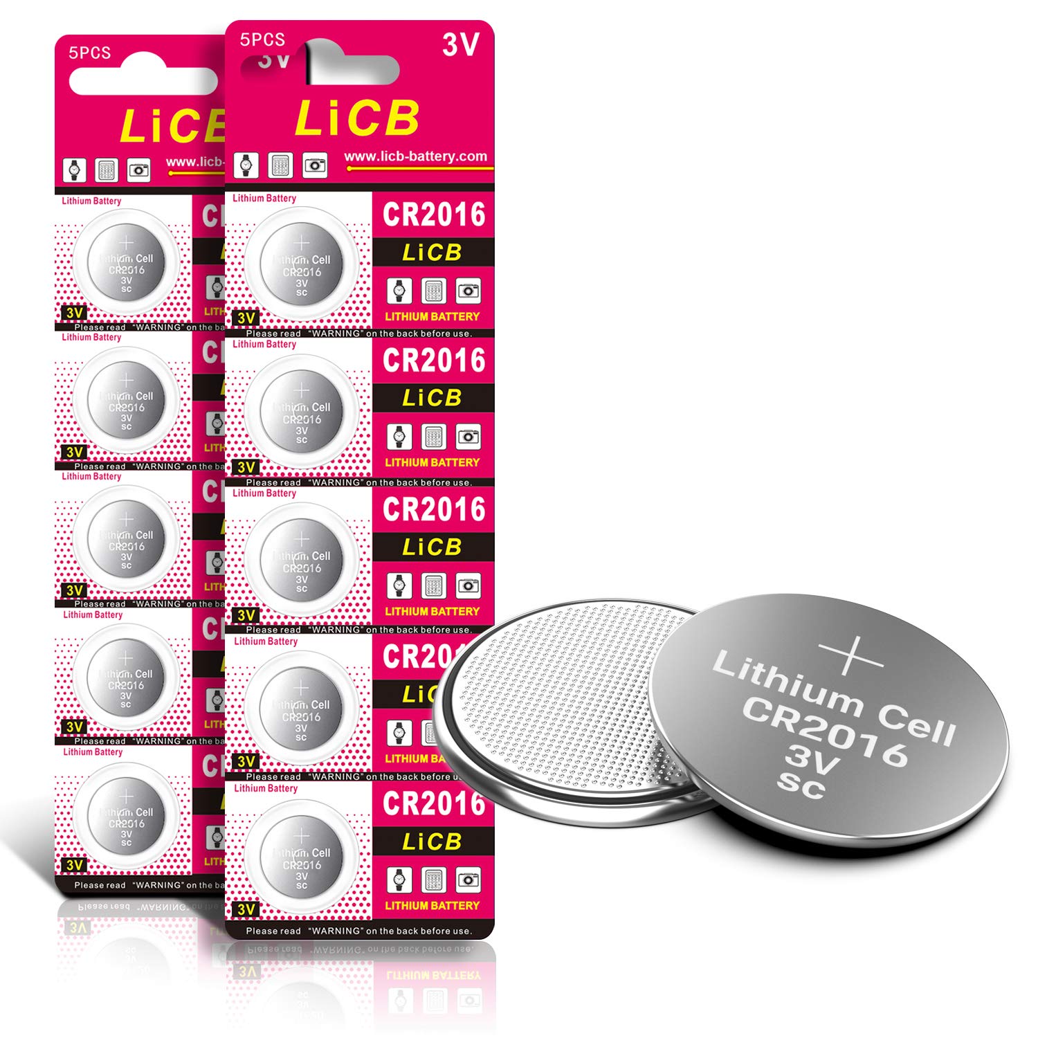 LiCB 10 PCS CR2016 3V Lithium Battery