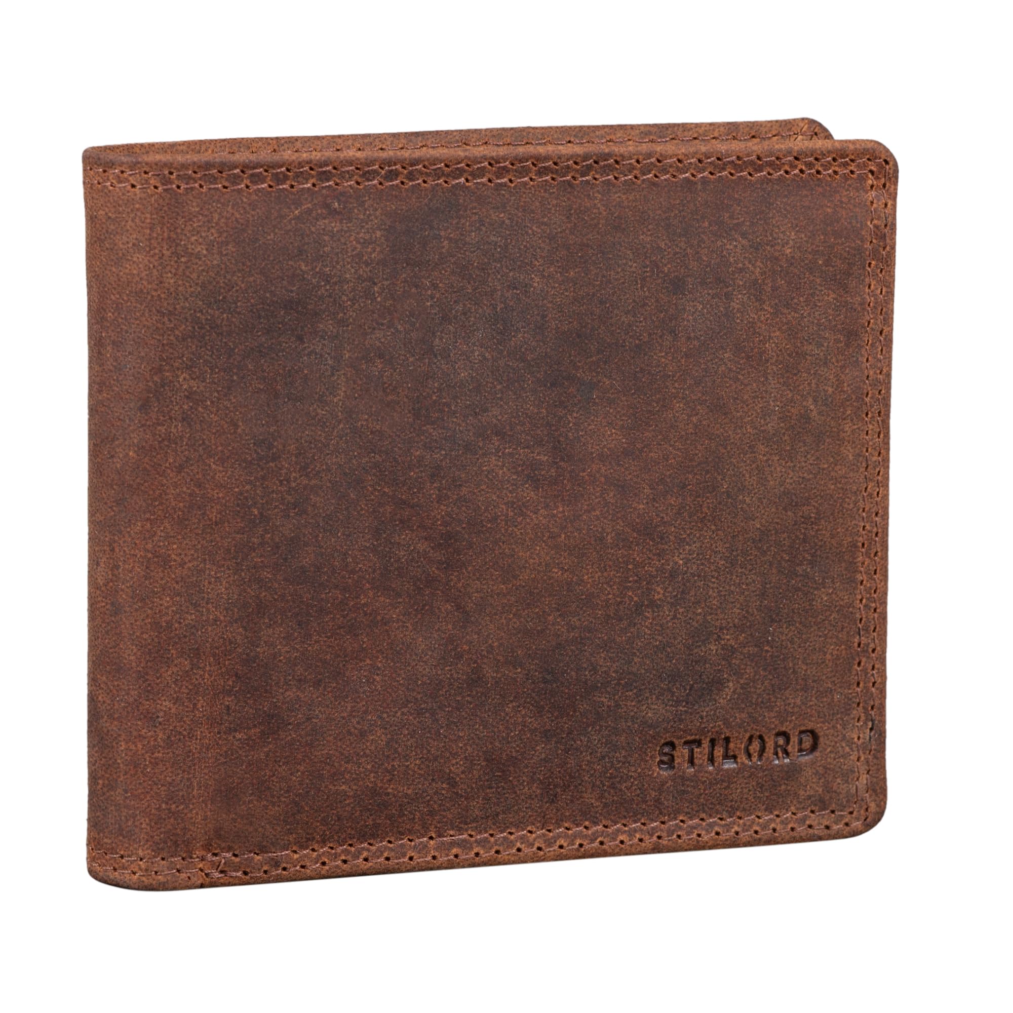 STILORD "Derek" RFID Wallet for Men Leather Vintage Wallet Card Holder with NFC Protection Slim Leather Purse with Coin Pocket Genuine Leather Colour:Torino - Brown