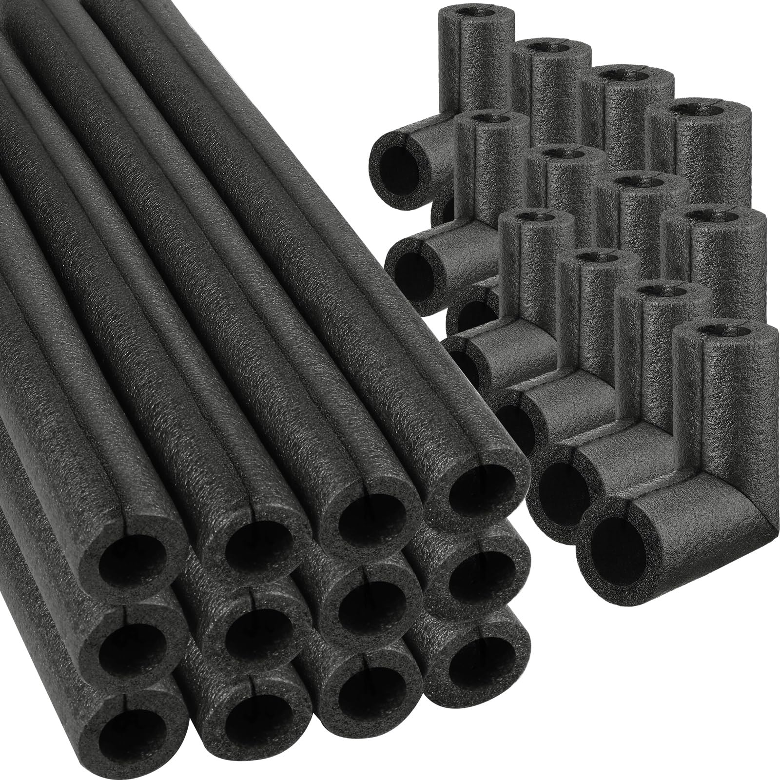 Photo 1 of 24 Pack Elbow Pipe Insulation Foam Tube Outdoor Wrap Black Pipe Covers Elbow Insulation Tubing Water Foam Covers for Outdoor Winter Irrigation, Sprinkler (3/4 Inch)