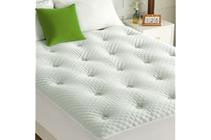 QUIETSEA Reversible Queen Mattress Topper Egg Crate Memory Foam Mattress Topper, Bamboo Viscose Mattress Pad Queen, Noiseless Waterproof Mattress Cover with Deep Pocket Stretches up to 21", 60" x 80"