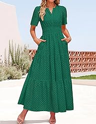 ZESICA Women's 2025 Summer Short Sleeve Maxi Dress