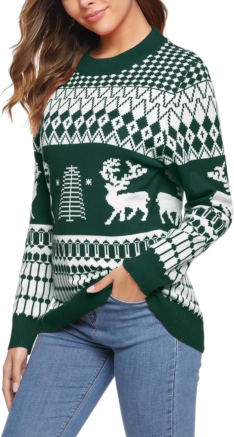 Hiistandd Damen Weihnachtspullover - Langarm Strickpullover In 4 Farben