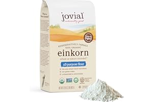 Jovial Organic Einkorn Unbleached All Purpose Flour - Bread Baking Flour for Sourdough, High Protein, Non-GMO, Organic Pizza & Pasta, European Italian, Glyphosate Free - 32 Oz