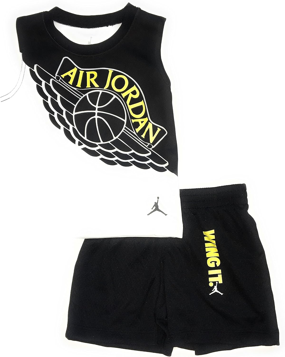 black and yellow infant jordans