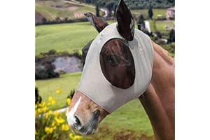 Horse Mask Fly Mask with Ears for Protecting from UV and Fly, Comfortable & Stretchable Suitable for Most Large Horses