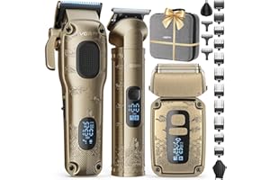Vgrpro Hair Clippers & Trimmers Set for Men Professional, Waterproof Electric Razor Foil Shaver for Men Face Beard, Cordless for Hair Cutting, 4-Speed Setting, LED Battery Display, Barber or Home Use