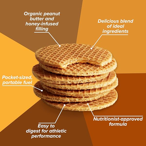 HONEY STINGER ORGANIC PEANUT BUTTER WAFFLE, ENERGY STROOPWAFEL FOR EXERCISE, ENDURANCE AND PERFORMANCE, SPORTS NUTRITION FOR HOME & GYM, PRE & DURING WORKOUT, 16.96 OUNCES (PACK OF 16)