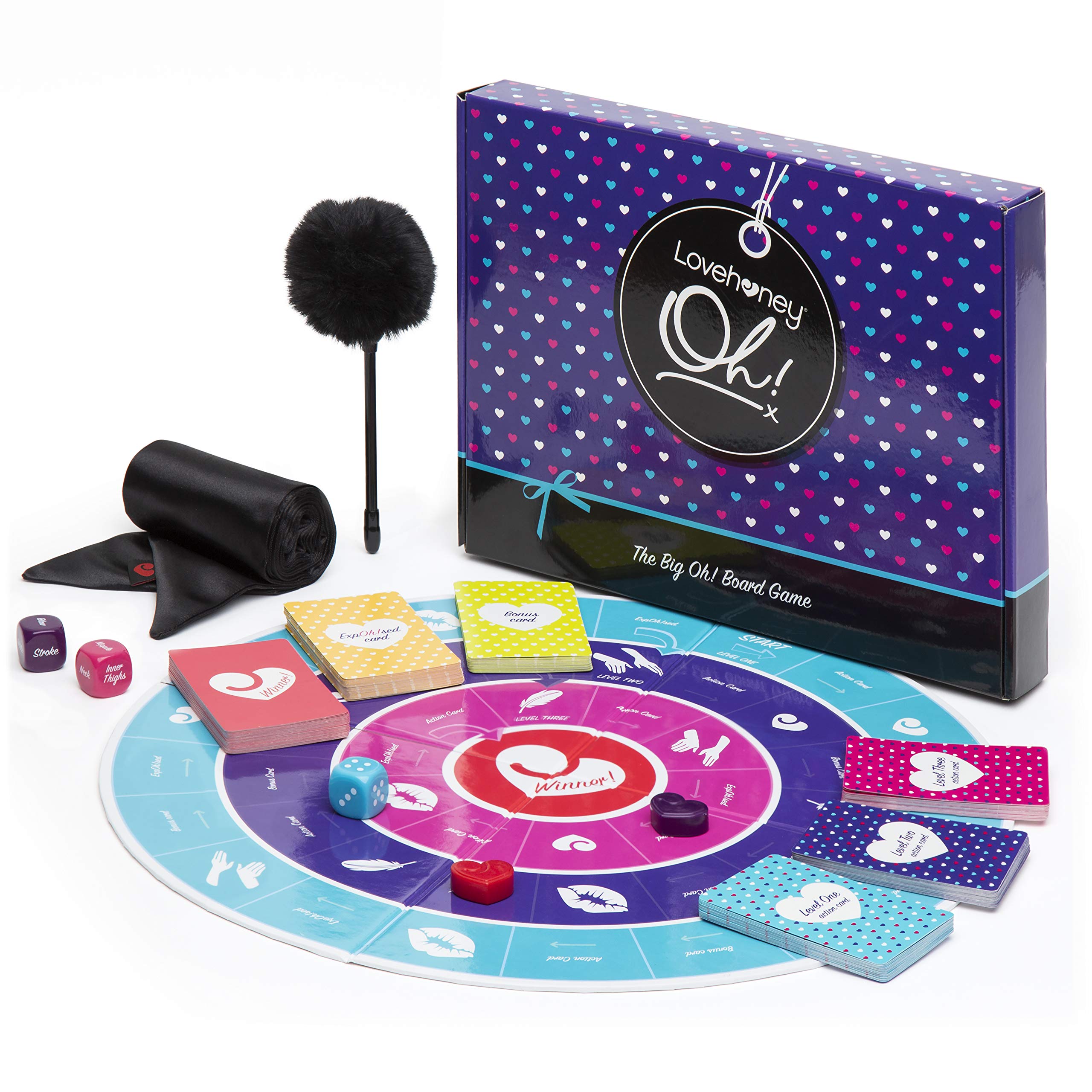 Lovehoney Oh! Adult Board Game for Couples with Blindfold, Cards and Tickler