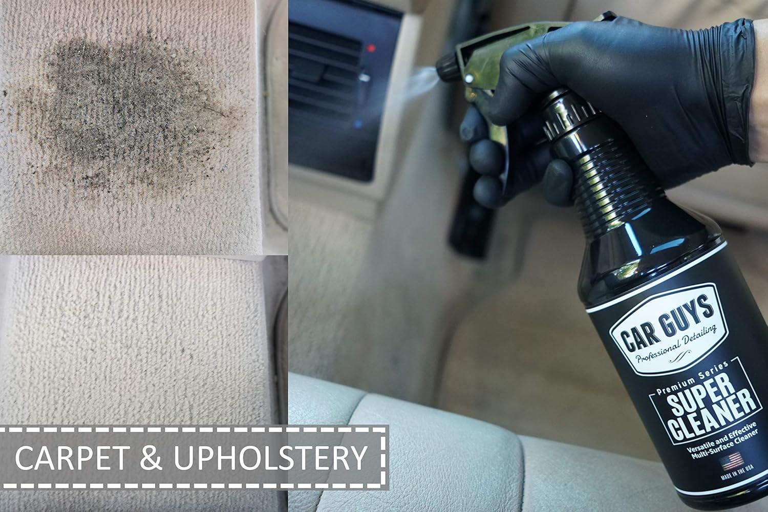 CarGuys Super Cleaner - Effective All Purpose Cleaner - Best for Leather Vinyl Carpet Upholstery Plastic Rubber and Much More! - 18 oz Kit: Health & Personal Care