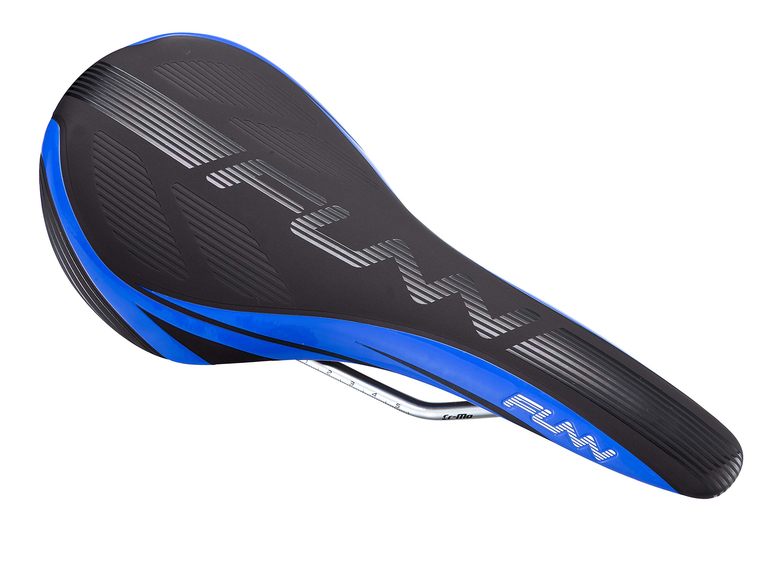 Funn Adlib Mountain Bike Saddle with Durable CrMo Rails, Tough and Lightweight Bike Seat, Slim Shape Vinyl Leather Covered Bicycle Saddle For MTB, BMX and Road Bike (Blue)