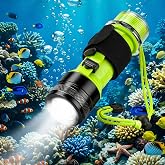 FISHOAKY Diving Flashlight Underwater LED Light, 1500 Lumen &amp; 3 Modes IPX8 Waterproof Flashlight, Rechargeable Torch Scuba Dive Light Water Lights for Night Diving Snorkeling Outdoor Sports(Black)