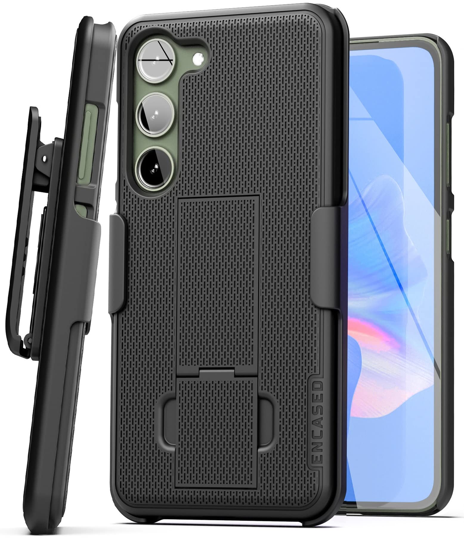 Photo 1 of Encased DuraClip Designed for Samsung Galaxy S23 Plus Belt Clip Case with Phone Holster and Kickstand (Matte Black)