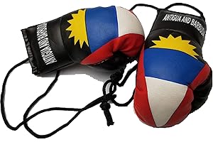 BUNFIREs Antigua Antiguan Flag Mini Banner Boxing Glove Rear View Mirror Waladli Car Flags