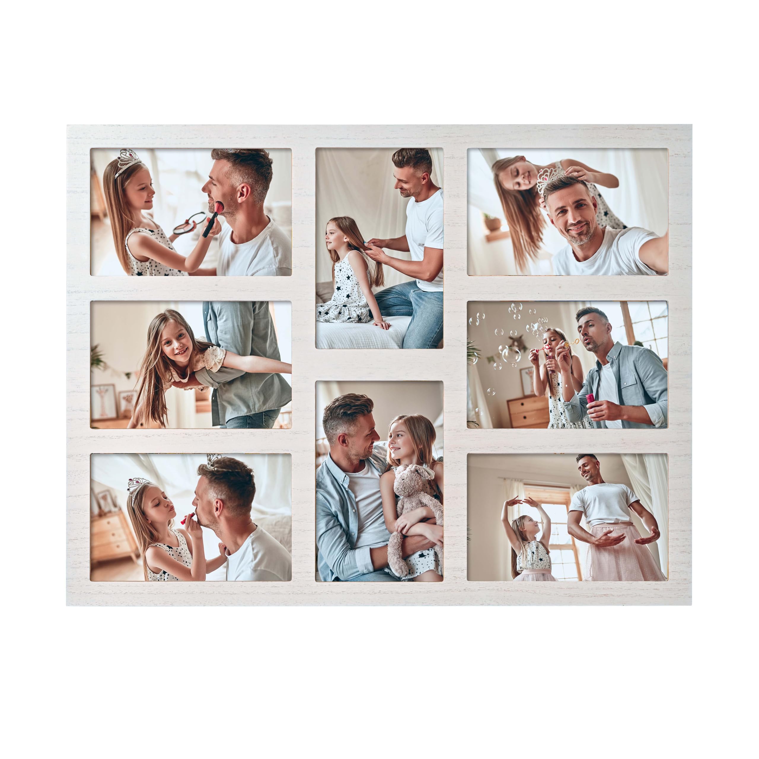 Photo Frames Multiple Pictures 4x6 Photos Display - 8 Openings Collage Photo Frame for Wall for Tabletop Stand White Picture Frames Set for Home Decor Family Gifts