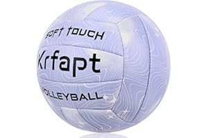 Krfapt Soft Volleyball & Beach Volleyball - Official Size 5 for Kids, Youth & Adults - Soft Touch Indoor Outdoor Volleyball for Park, Backyard & Training - Premium with Ripples & Stars Design