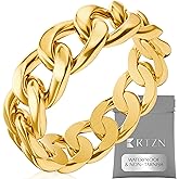RTZN® Cuban Link Ring for Men — 6MM Premium Stainless Steel Gold/Silver Chain Ring for Men and Women — 100% Waterproof & Non-Tarnish Mens Chain Link Rings (Size: 6-12)