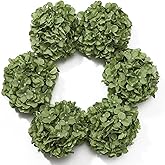 DuHouse 8.7" Silk Hydrangea Flower Heads with Stems Fake Hydrangeas Flowers for DIY Wedding Centerpiece Home Decor,Pack of 6(Sage Green)