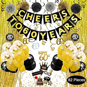 Amazon Com 60th Birthday Decorations For Men Women Cheers To 60